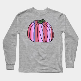 Halloween Horror Pumpkin Blue Pink Stripes Long Sleeve T-Shirt